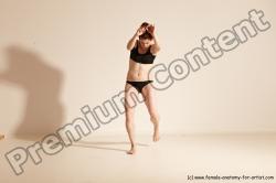 Underwear Martial art Woman White Moving poses Average long brown Dynamic poses Academic